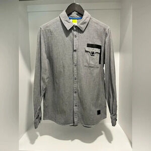 Adidas X David Beckham gray 100% cotton long sleeved button snap down Medium